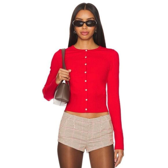 NWOT LOVERS + FRIENDS Scarlett Cardigan in Red - Picture 1 of 4